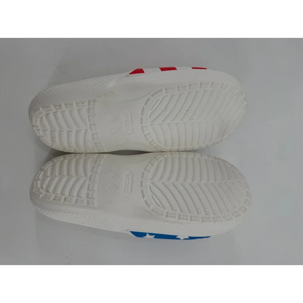 Crocs Classic Slides American Flag Stars Stripes White Red Blue Mens 7 Womens 9